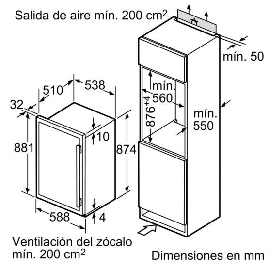 B4318C Vinoteca - Altura de un horno pequeño