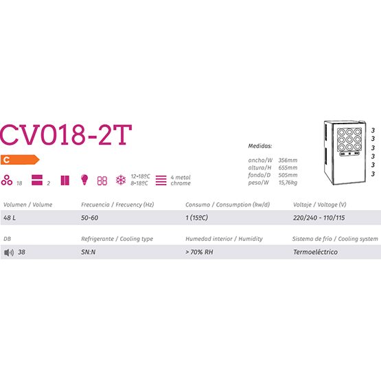 Vinoteca Cavanova CV018 2T