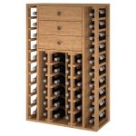 Botellero Pino Godello 46 botellas con 3 cajones altos EX2510 lateral