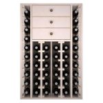 Botellero Pino Godello 46 botellas con 3 cajones altos EW2510 lateral