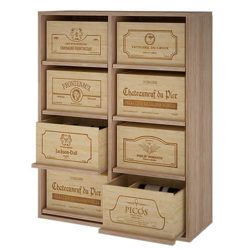 Mueble Botellero con cajas de madera