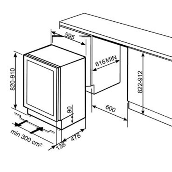 Vinoteca Smeg CVI338X Medidas