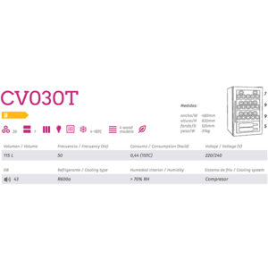 Vinoteca Cavanova CV030T especificaciones técnicas