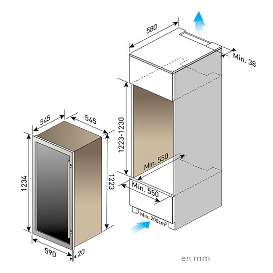 Vinotecas Caveplus CPSN 87 2T Dimensiones