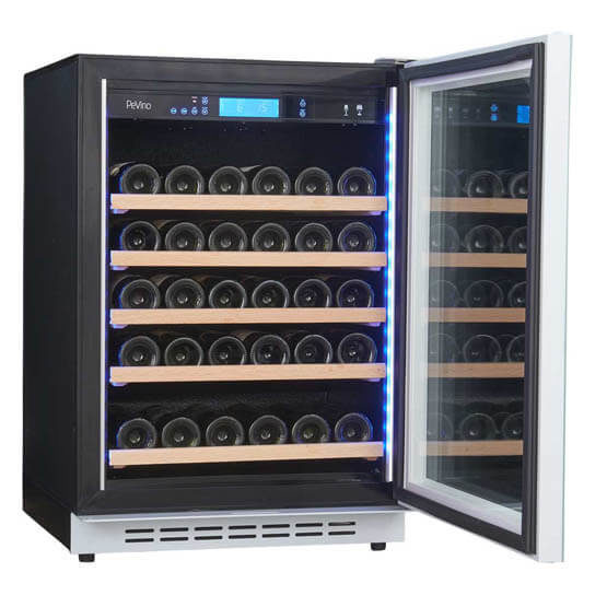 Vinoteca PEVINO P46S HHWN 38 BOTELLAS BLANCO VINOTECA DOS TEMPERATURAS ENCASTRABLES LATERAL ABIERTA