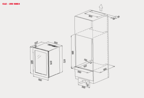 PLANO Vinoteca Caviss CLE250SBE