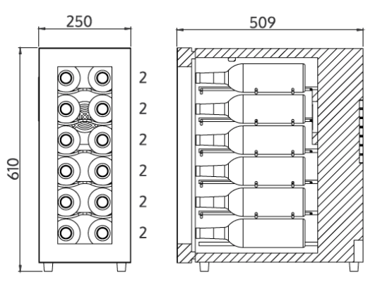 Vinoteca Cavanova cv012m medidas