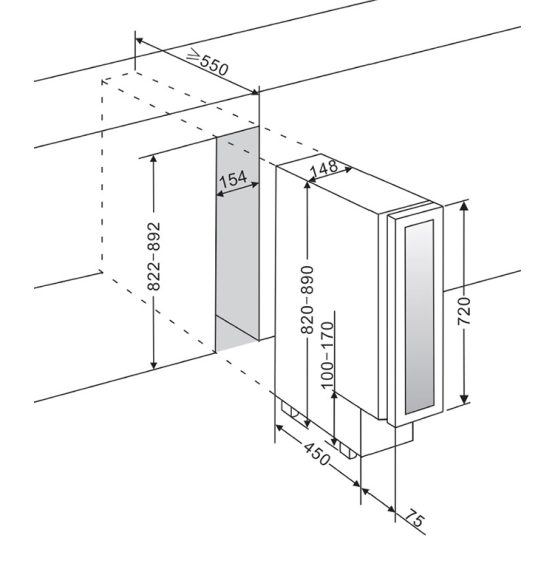 Medidas-encastre-WineCave15 vinoteca estándar encastrable