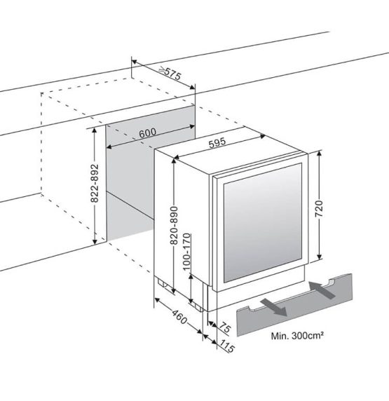 vinoteca-WineCave-60-720-DB-medidas-encastre vinoteca estándar encastrable