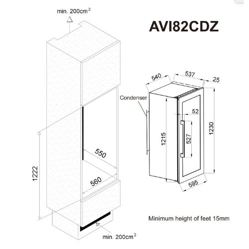 Avintage - AVI82PREMIUM - Vinoteca de servicio - Doble zona de temperatura  - 79 botellas