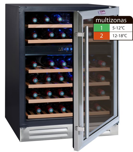 Vinoteca La Sommeliere CVDE46 2T abierta llena