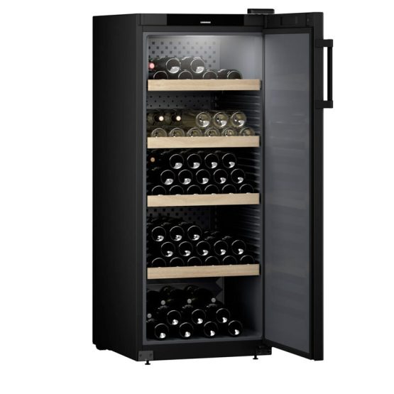 Vinoteca Liebherr WSbl5001 abierta llena lateral