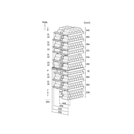 Vinoteca Liebherr WPgbi 7472 disposicion