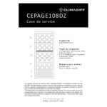 Vinoteca Climadiff CEPAGE108DZ Plan de carga de botellas 1